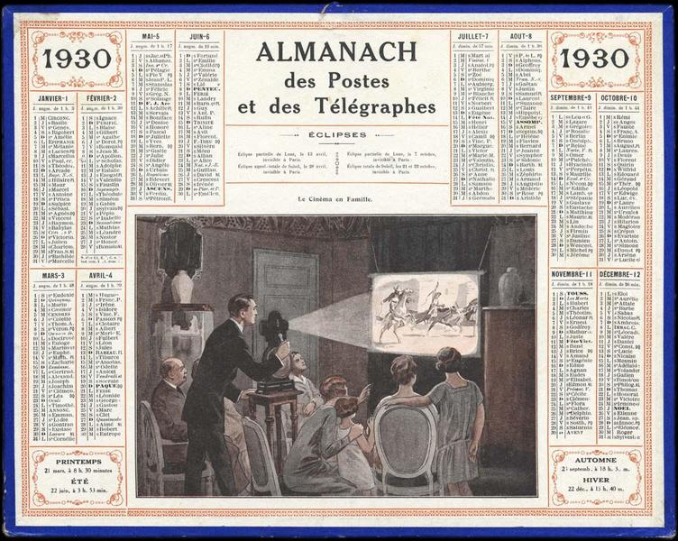 ALMANACH des Postes et des Télégraphes / Le cinéma en famille (titre inscrit)_0