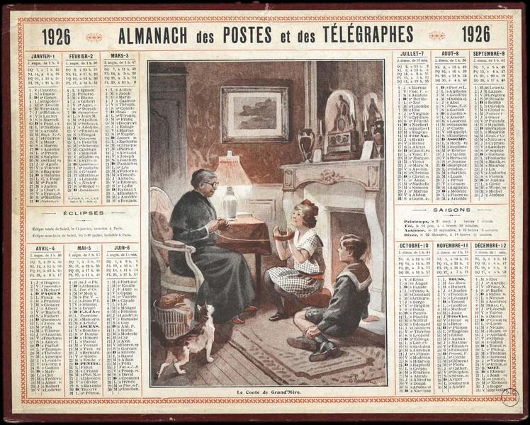 ALMANACH des POSTES et des TELEGRAPHES / Le Conte de Grand'Mère (titre inscrit)_0