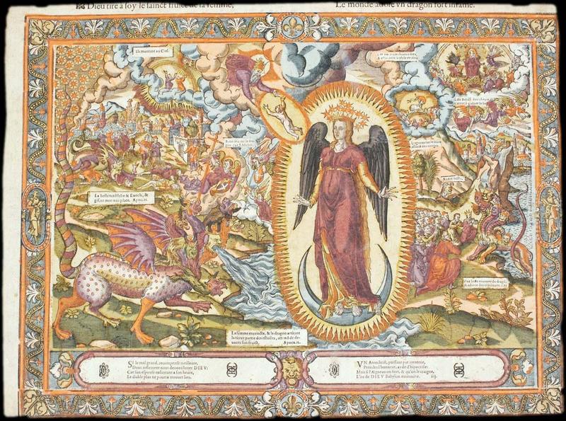 Dieu tire à soy le sainct fruict de la femme, Le monde adore un dragon fort infame (titre inscrit)_0