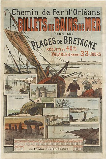 Chemin de Fer d'Orléans / BILLETS DE BAINS DE MER / POUR LES / PLAGES DE BRETAGNE / RÉDUITS DE 40% / VALABLES PENDANT 33 JOURS (titre inscrit)_0