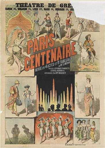 THEÂTRE DE GRE[échoppé] / PARIS / CENTENAIRE / REVUE EN 4 ACTES ET 11 TABLEAUX / de Mr. LEMONNIER / MUSIQUE D'OFFENBACH. PLANQUETTE. / LECOCQ, AUDRAN etc. / ARRANGÉE PAR MR. MAUGET (titre inscrit)_0