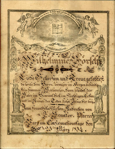 Confirmation (titre inscrit), F J Oberthur, 1834