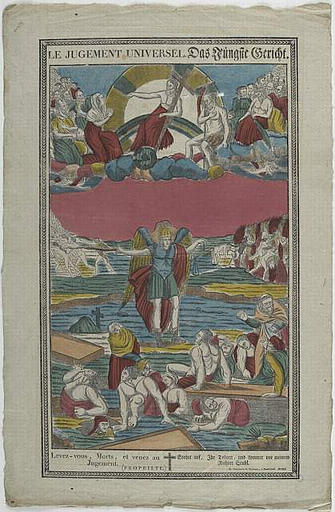 LE JUGEMENT UNIVERSEL. (titre inscrit, français, allemand, gothique)_0
