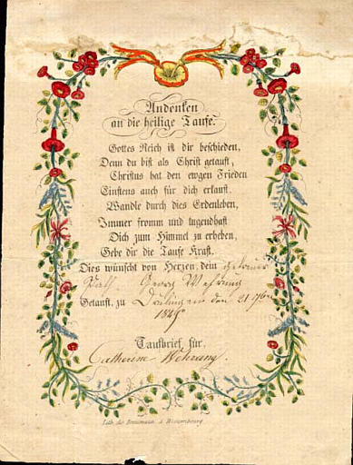 Andenken / an die heilige Taufe (titre inscrit)_0