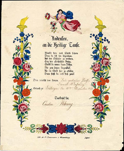 Andenken / an die Heilige Taufe (titre inscrit)_0