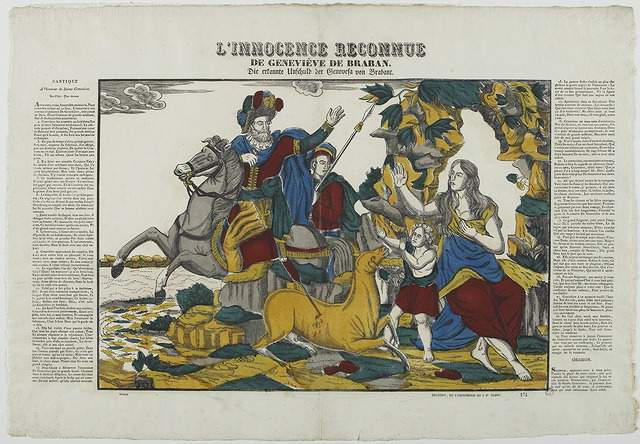 L'INNOCENCE RECONNUE / DE GENEVIEVE DE BRABAN. (titre inscrit, français, allemand, gothique)_0