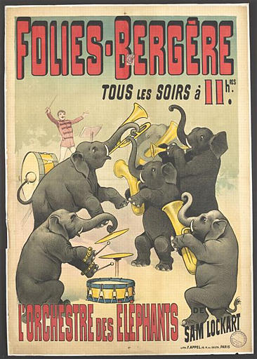 FOLIES-BERGÈRE / TOUS LES SOIRS À 11 hres. / L'ORCHESTRE DES ÉLÉPHANTS DE / SAM LOCKART (titre inscrit)_0