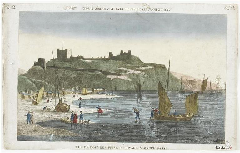 VUE DE DOUVRES PRISES DU RIVAGE A MAREE BASSE. (titre inscrit, en caractères inversés) ; VUE DE DOUVRES PRISE DU RIVAGE A MAREE BASSE. (titre inscrit)_0
