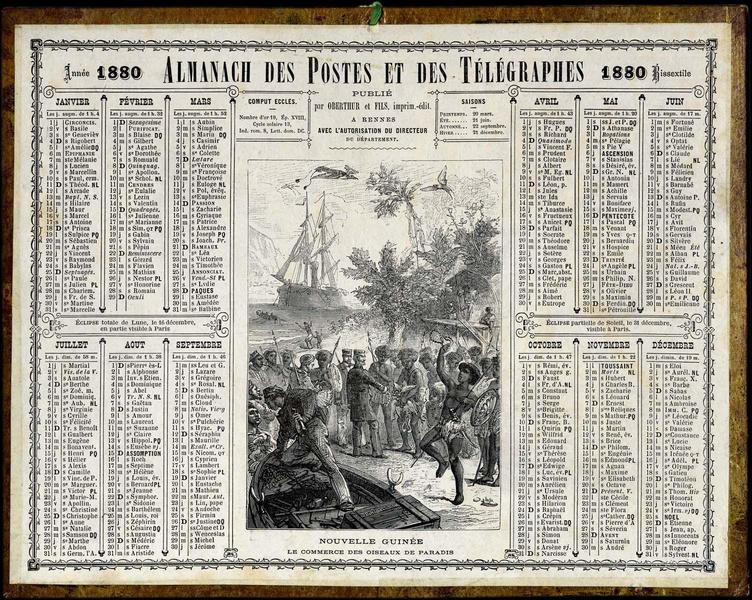 ALMANACH DES POSTES ET TELEGRAPHES 1880 / NOUVELLE GUINEE LE COMMERCE DES OISEAUX DE PARADIS (titre inscrit)_0