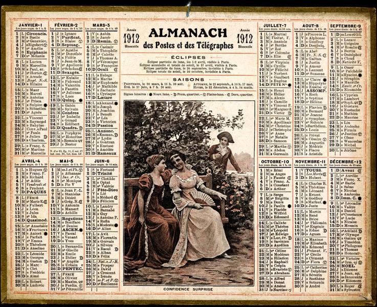 ALMANACH / des Postes et des Télégraphes / Année / 1912 / Bissextile (titre inscrit)_0