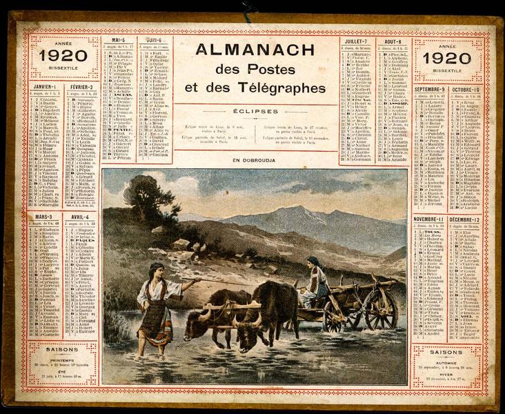 ALMANACH / des Postes / et des Télégraphes / ANNEE / 1920 / BISSEXTILE (titre inscrit)_0