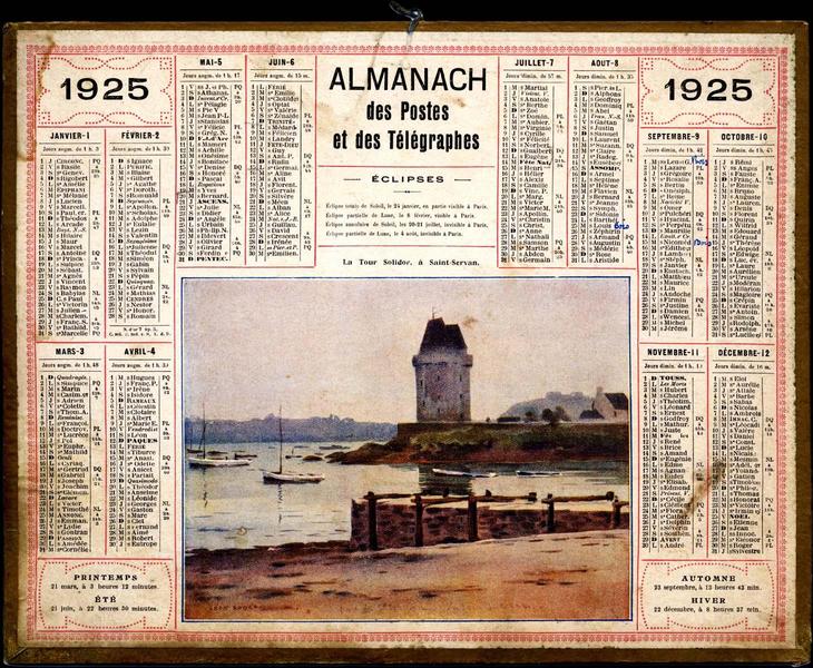 ALMANACH / des Postes / et des Télégraphes / 1925 (titre inscrit)_0
