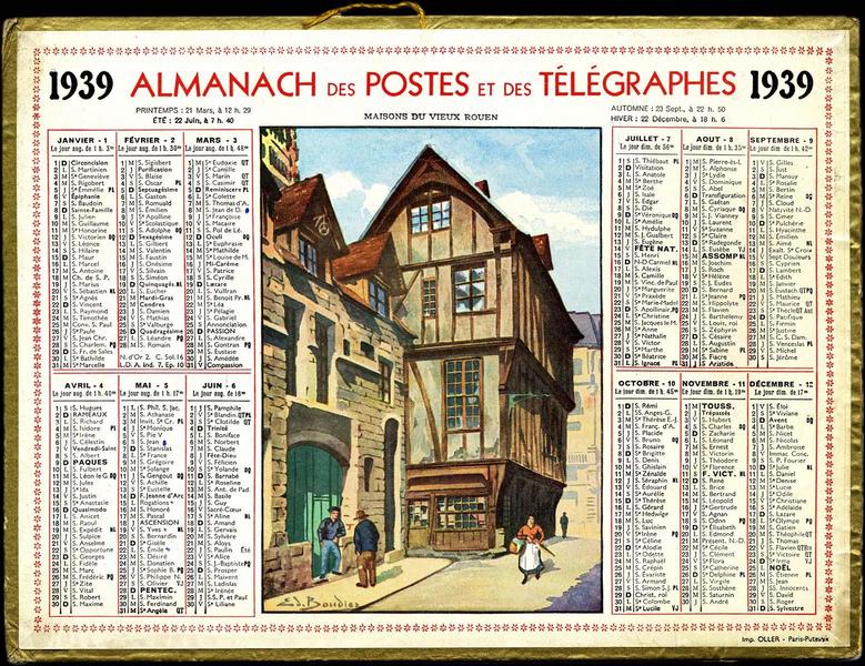 ALMANACH DES POSTES ET DES TELEGRAPHES / 1939 (titre inscrit)_0