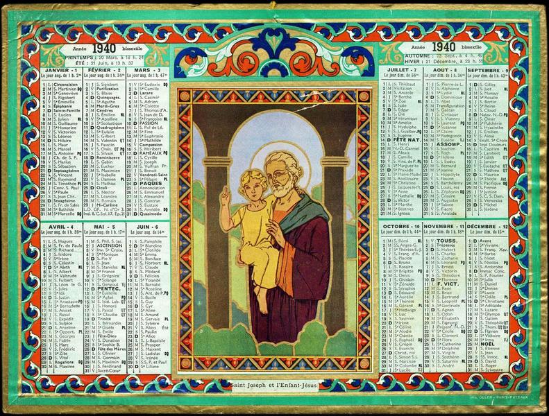 Calendrier de l'année 1940 (titre factice)_0