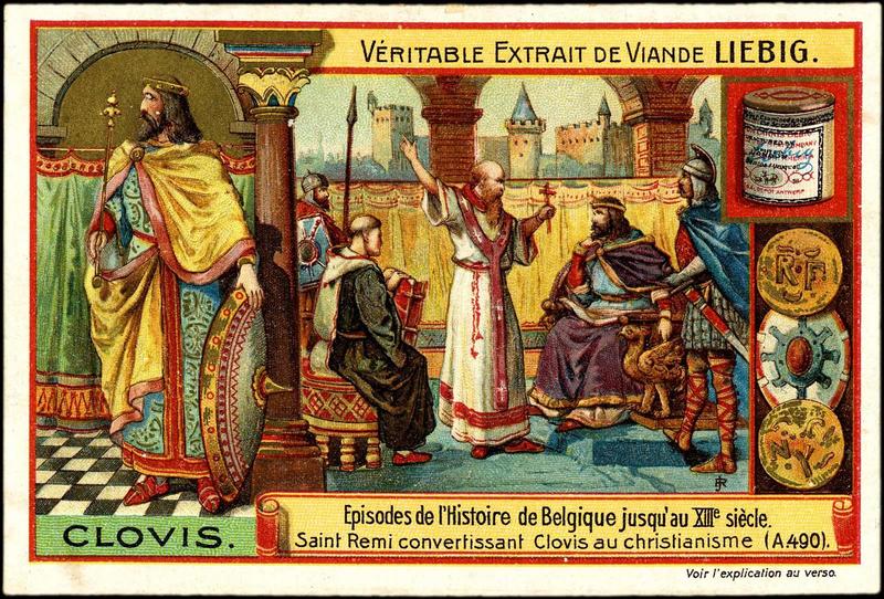 Episodes de l'histoire de Belgique jusqu'au XIIIe siècle. Saint Rémi convertissant Clovis au christianisme (A.490)  (titre inscrit)_0
