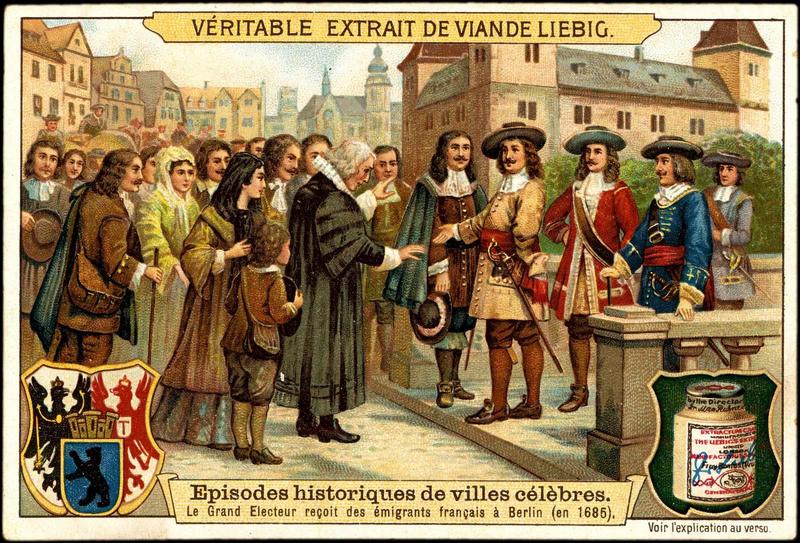 Episodes historiques de villes célèbres. Le Grand Electeur reçoit des émigrants français à Berlin (en 1685)  (titre inscrit)_0