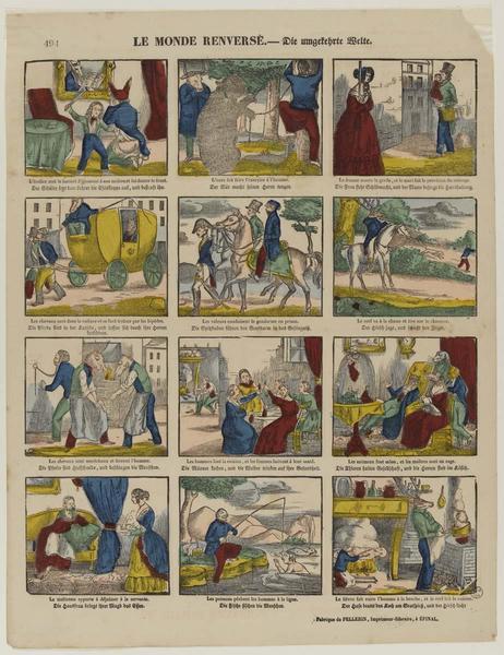 LE MONDE RENVERSE (titre inscrit, français, allemand, gothique)_0