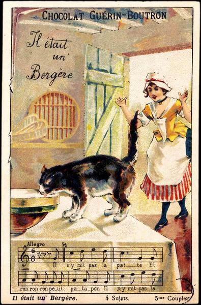 La bergère surprend son chat qui boit le lait dans la jatte (titre factice)_0