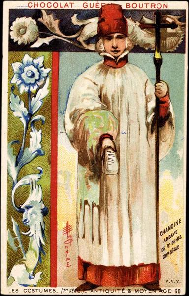 CHANOINE / ABBAYE / DE ST DENIS / XIVE SIECLE / LES COSTUMES- (1re SERIE) - ANTIQUITE ET MOYEN AGE-60 (titre inscrit)_0