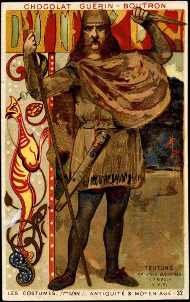 LES COSTUMES- (1ERE SÉRIE) - ANTIQUITÉ & MOYEN AGE.32.TEUTONS / ORIGINES SUÉDOISES : Vème SIECLE (titre inscrit)_0