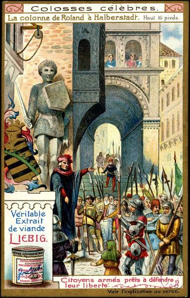 Colosses célèbres, la colonne de Roland à Halberstadt (haut.16 pieds), citoyens armés prêts à défendre leur liberté (titre inscrit)_0