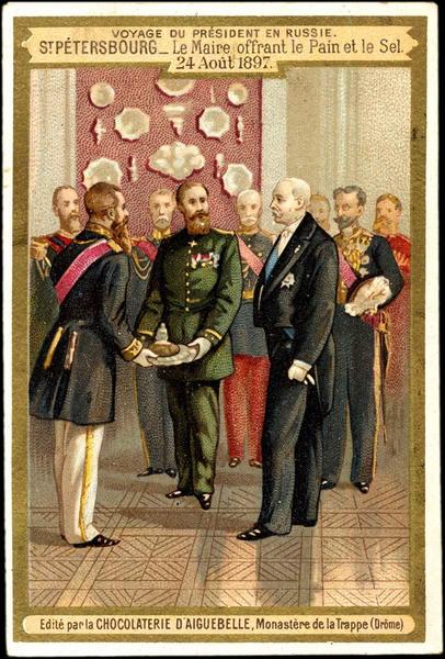 VOYAGE DU PRESIDENT EN RUSSIE. / ST PETERSBOURG-Le Maire offrant le Pain et le Sel. / 24 Août 1897 (titre inscrit)_0