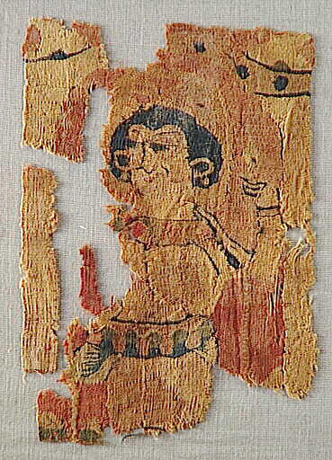 Tenture (?) : homme tunique jaune ceinture_0