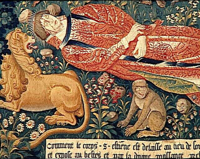 Légende de saint Etienne (scène 08) : Le corps du martyre exposé aux bêtes_4