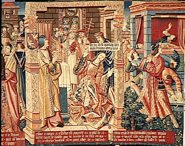 Légende de saint Etienne (scène 22) : Les gens de Constantinople sont empêchés par miracle de reprendre le corps_1