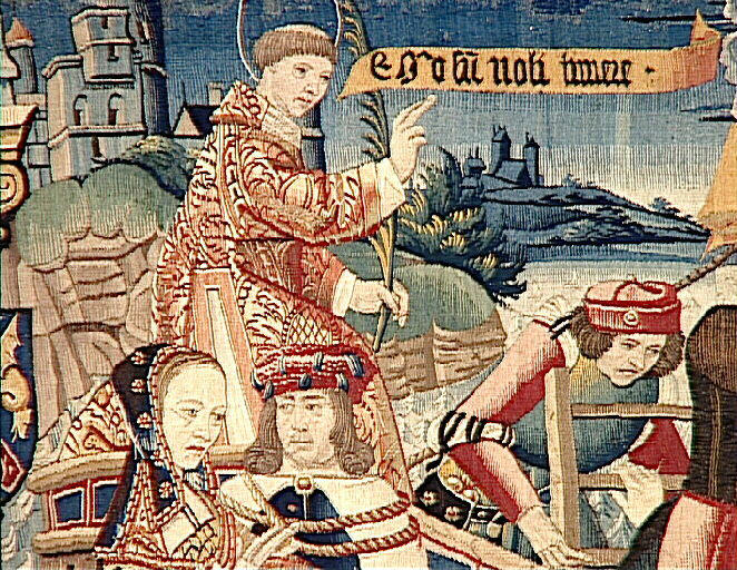 Légende de saint Etienne (scène 15, 16, 17) : Une noble femme de Constantinople ramène le corps de son mari, mort à Jérusalem, et emporte par erreur celui de saint Etienne_2