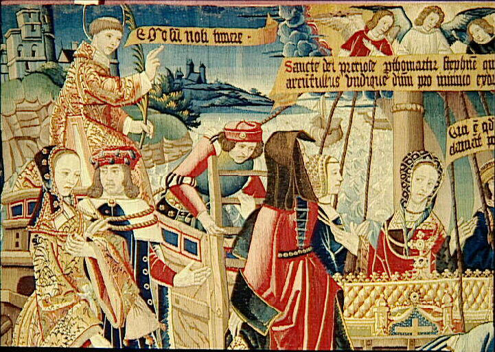 Légende de saint Etienne (scène 15, 16, 17) : Une noble femme de Constantinople ramène le corps de son mari, mort à Jérusalem, et emporte par erreur celui de saint Etienne_1