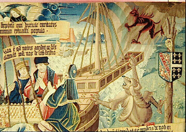 Légende de saint Etienne (scène 15, 16, 17) : Une noble femme de Constantinople ramène le corps de son mari, mort à Jérusalem, et emporte par erreur celui de saint Etienne_4