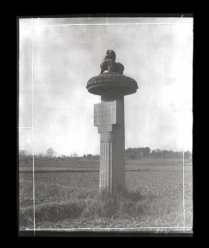 [Jiangsu]. Région de Nankin [Nanjing], Yao-houa men [Yaohuamen], [Ganjiaxian], allée funéraire de Siao King [Xiao Jing] (mort en 528 ap. J.-C.), colonne cannelée_0