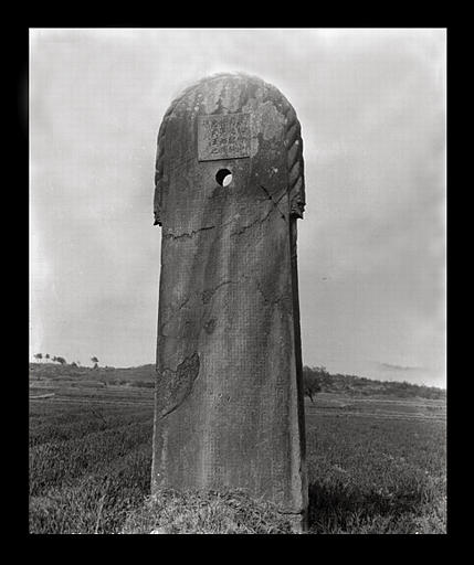 [Jiangsu]. Région de Nankin [Nanjing], Yao-houa men [Yaohuamen], [Ganjiaxian], allée funéraire de Siao Tan [Xiao Dan] (mort en 522 ap. J.-C.), stèle_0