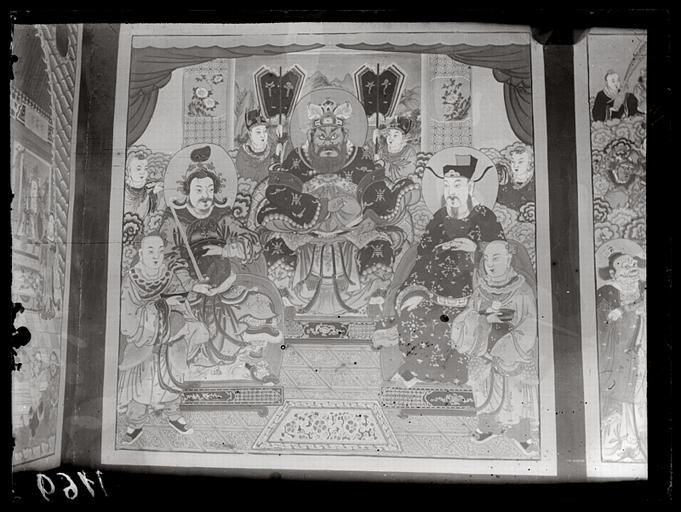 [Shanxi] Chan-si septentrional. Peinture murale dans un temple à Pei-siu t'ouen [Beixutun], peinture à gauche du n°1168, le Hou chen [Hushen] (dieu des lacs ?) [cf. AP13052]_0