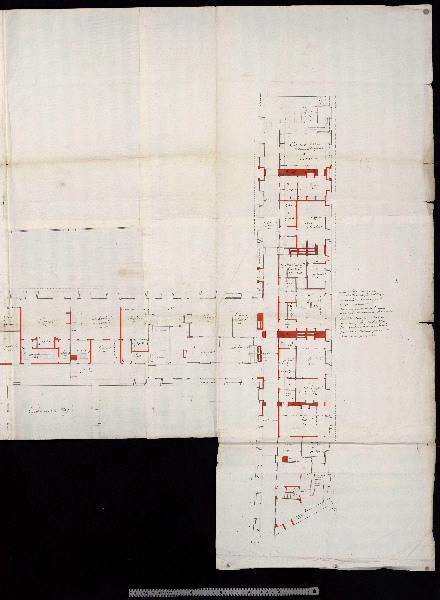 Plan de l'étage d'attique et comble du château pour servir au projet 'Compiègne / Plan des changements à faire à l'étage de mansarde du château, à l'occasion des nouveaux appartements de Monsieur le Dauphin, de Madame la Dauphine et de Mesdames. / Cotez appostiller par nous, soussigner premier architecte du Roy à Vresailles ce 17 avril 1747 '_1