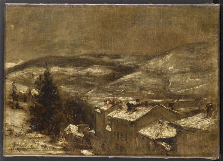 Paysage de neige, Pierre Andrieu, 2e moitié 19e siècle