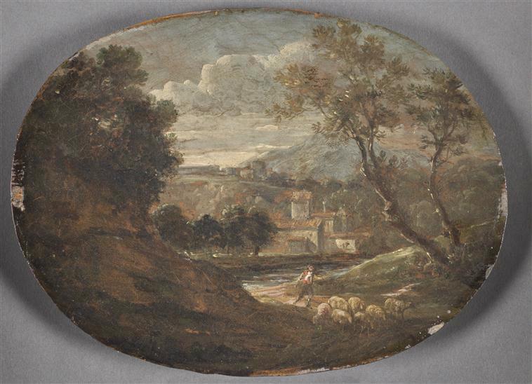 Paysage avec berger et troupeau de moutons, Louis Philippe Crepin, 1ère moitié 19e siècle