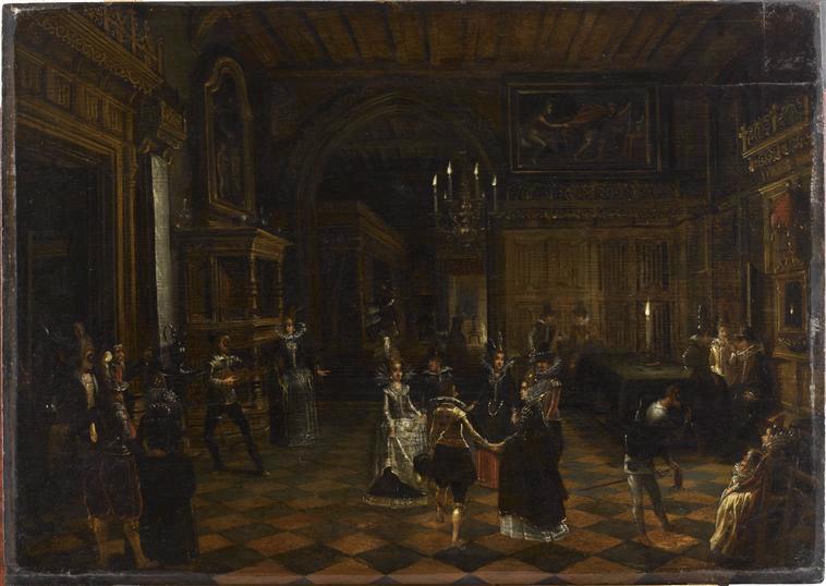 Danses et mascarades dans un palais ; Danses et mascarades au palais ducal de Nancy ((ancien titre)), Louis de Caulery, 1er quart 17e siècle