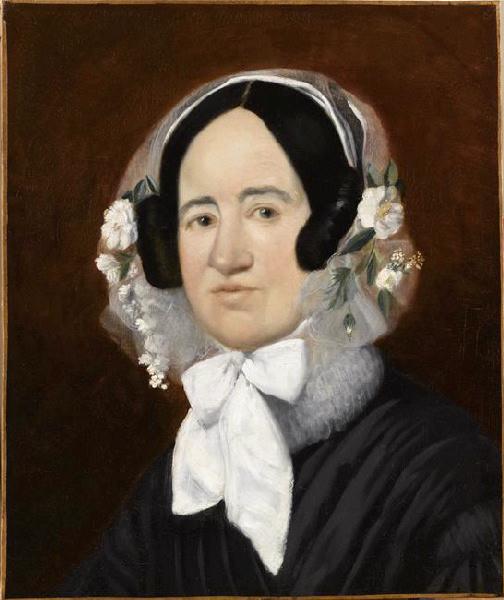 Portrait de dame en bonnet à fleurs_0