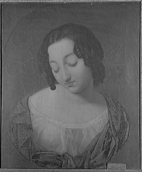 Jeune Femme en buste, baissant les yeux, Claude Marie Dubufe, 19e siècle