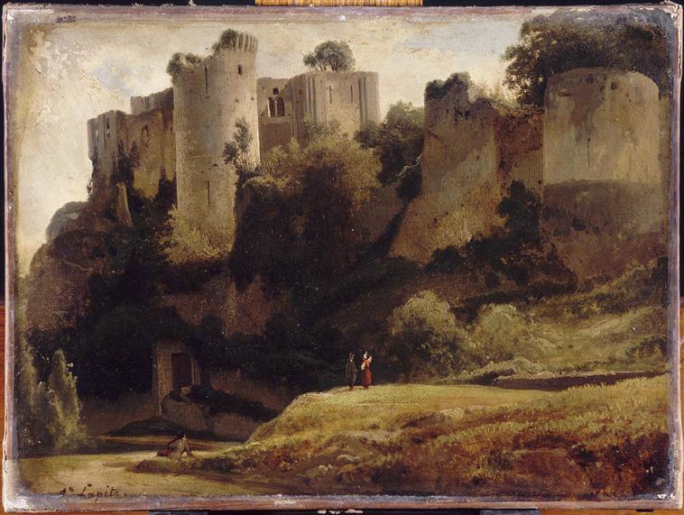 Vue du château de Falaise ; Ruines d'un château féodal (ancien titre), Louis Auguste Lapito, 19e siècle