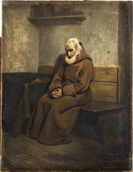 Moine méditant, Claude Jacquand, 1840 vers