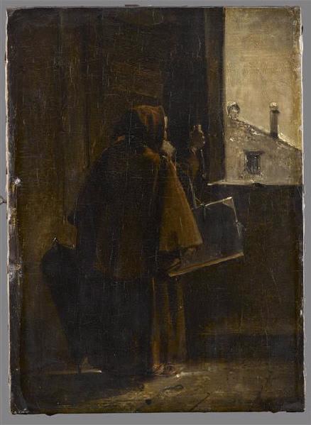 Moine sonnant à la porte du peintre Chauvin_0