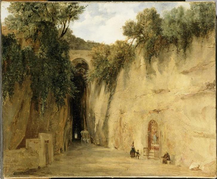 Entrée de l'ancienne grotte du Pausilippe ; La route de Pouzzoles (ancien titre)_0