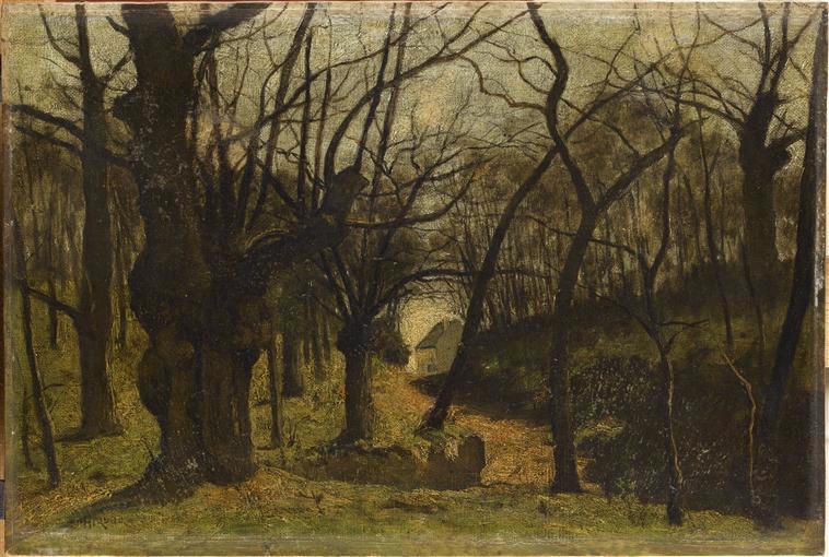 Débouché de forêt en hiver, Louis Adolphe Hervier, 19e siècle