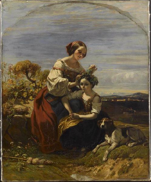 Petites Italiennes dans la campagne romaine, Camille Joseph Etienne Roqueplan, 1837