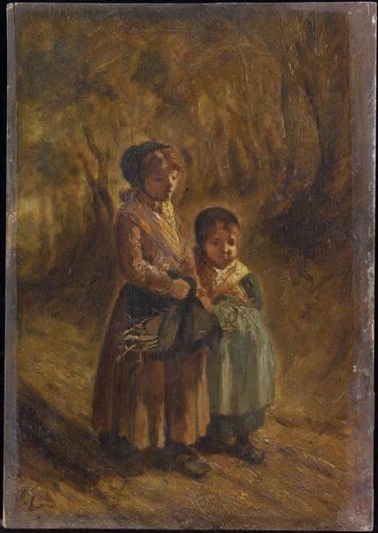 Enfants ramassant du bois mort, Jules-Jacques Veyrassat, 1854