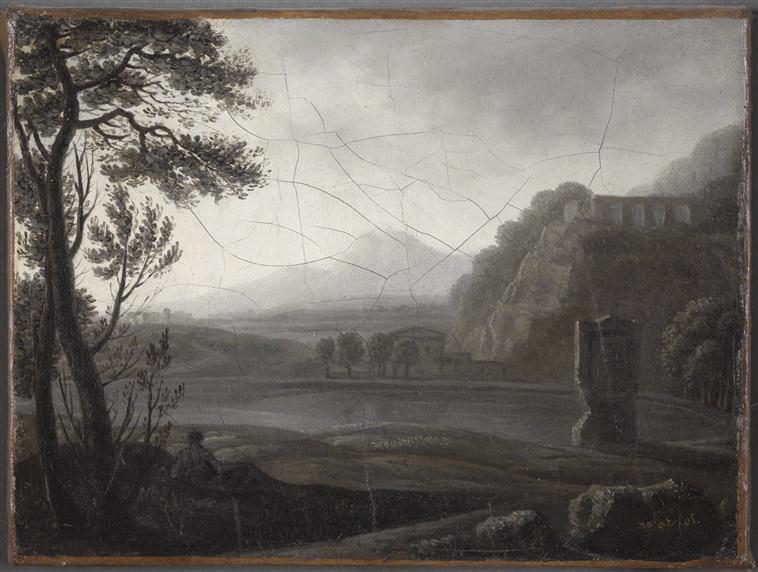 Paysage antique avec figure, Louis Etienne Watelet, 19e siècle