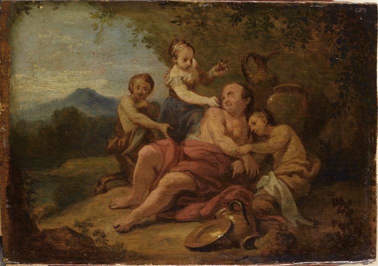 Silène barbouillé de mûres par la nymphe Eglé ; Le Réveil de Silène (ancien titre)_0